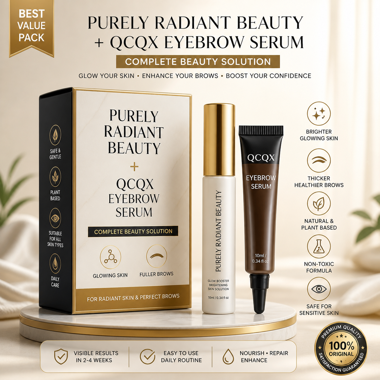 Purely Radiant Beauty + QCQX Eyebrow Serum Kit