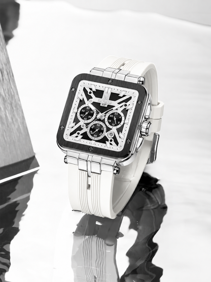 REWARD Analog Quartz Wristwatch for Men –White Color, Black Dial, Stylish Design, Everyday Wear