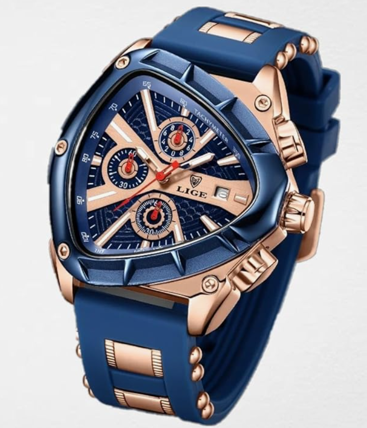 Luxury Triangle Dial Chronograph Quartz Watch for Men, Elegant & Durable, Waterproof & Stylish, Modern Casual Design